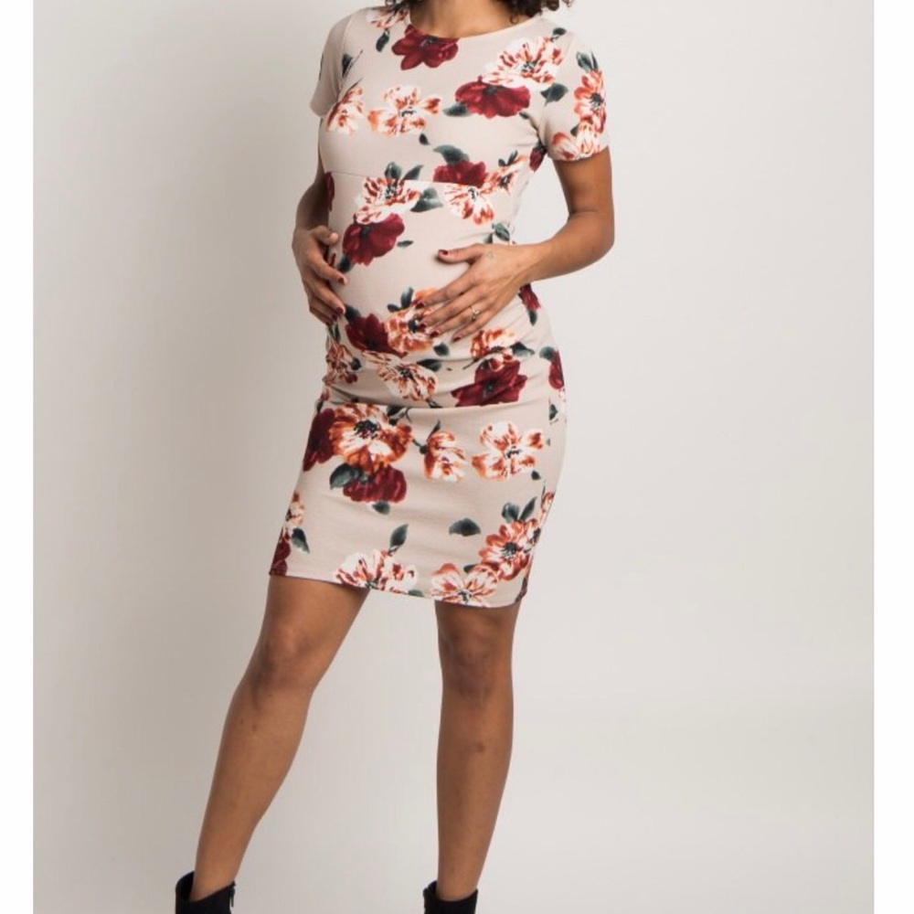 Pinkblush Floral Print Fitted Maternity Dress